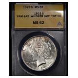 1923 Peace Dollar ANACS MS-62 Top 50 VAM-1A2