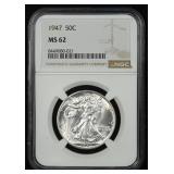 1947 Walking Liberty Half Dollar NGC MS-62