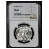 1943 D Walking Liberty Half Dollar NGC MS-62