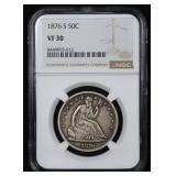 1876 S Seated Liberty Half NGC VF-30 Small S