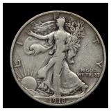 1918 S Walking Liberty Silver Half Dollar
