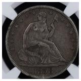 1858 Seated Liberty Half Dollar NGC XF-45