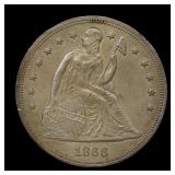 1866 Seated Liberty Dollar AU Details ULTRA RARE