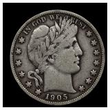 1905 S Barber Half Silver Dollar