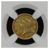 1853 O GOLD $1 Dollar Piece NGC AU-58