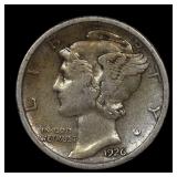 1926 D Mercury Silver Dime TONED