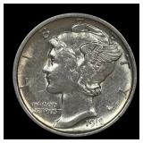 1918 D Mercury Dime AU Early Date!