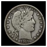1911 Barber Half Silver Dollar