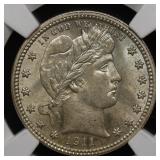 1911 Barber Quarter NGC MS-62 LUSTROUS STUNNER