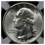 1934 Washington Silver Quarter NGC MS-63 Better Dt