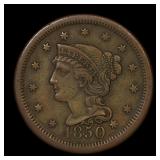 1850 Braided Hair Large Cent XF