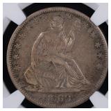 1868 S Seated Liberty Half Dollar NGC XF-45