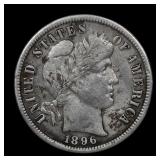1896 S Barber Dime XF Details SEMI KEY