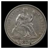1874 Seated Liberty Dime AR XF/AU Details