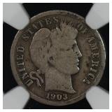 1903 Barber Silver Dime NGC G-6 SEMI KEY