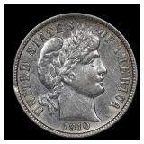 1913 S Barber Silver Dime AU SEMI KEY