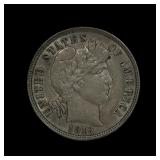 1913 Barber Silver Dime 10c AU