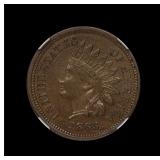 1863 Indian Head Cent CN NGC AU 58 CHOICE
