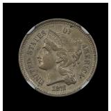 1872 Three Cent Nickel 3CN NGC MS 62