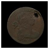1805 Draped Bust RARE Large Cent Holed HIGH GRADE