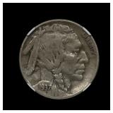1937 D 3 Legs Buffalo Nickel NGC VF 25 BIG VARIETY