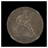 1845 Seated Liberty Silver Dollar NGC AU Details