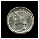 1924 S Mercury Silver Dime NGC AU 58 Better Date!