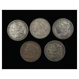 Lot of 5 Morgan Silver Dollars