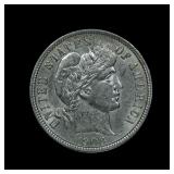 1908 D Barber Silver Dime 10c AU