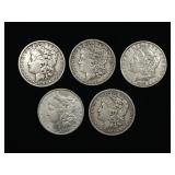 Lot of 5 Morgan Silver Dollars