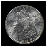 1887 S Morgan Silver Dollar NGC MS 63 BRIGHT