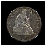 1857 Seated Liberty Silver Dollar NGC XF 40