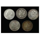 Lot of 5 Morgan Silver Dollars