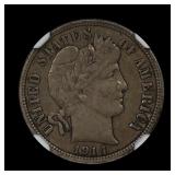 1914 D Barber Silver Dime 10c NGC XF 40