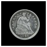 1848 Seated Liberty Silver Half Dime XF RARE