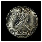 1945 D Walking Liberty Silver Half Dollar BU