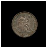 1877 Seated Liberty Dime ICG AU 50 TONED