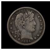 1894 S Barber Silver Quarter ICG VF 30 Better Date