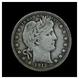1912 Barber Silver Quarter FULL LIBERTY