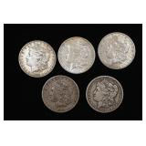 Lot of 5 Morgan Silver Dollars