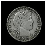 1915 D Barber Half Dollar F/VF LAST YEAR