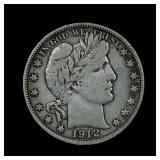 1912 D Barber Silver Half Dollar F/VF