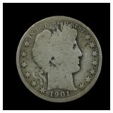 1901 S Barber Silver Half Dollar SCARE DATE