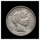 1903 O Barber Silver Dime AU+