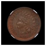 1876 Indian Head Cent Penny NGC MS-61 WOW COLOR!