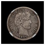 1897 S Barber Silver Dime NGC VF-35 Better Date