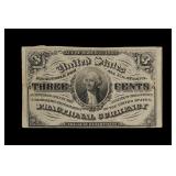 1863 3c Washington 3rd Iss Fractional Currency AU