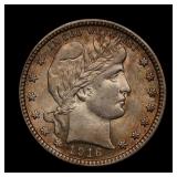 1916 D Barber Silver Quarter Uncirculated TONED