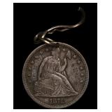1871 Seated Liberty Silver Dollar AU Engraved