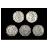 5x Morgan Silver Dollar Better Than Avg Circulated